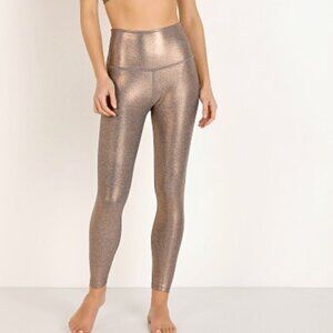 Beyond Yoga Leggings Dusted High Waisted Midi Rose Gold Dusted Sparkle Size XS